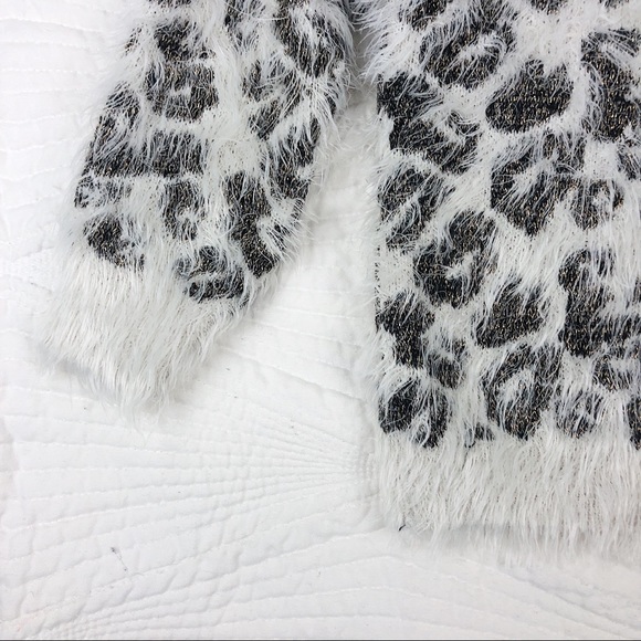 2/$10 Fuzzy White Leopard Print Christmas Sweater - Picture 3 of 6